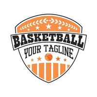 Erstaunliches Basketball-Emblem mit Ball-Bild-Grafik-Symbol-Logo-Design-abstraktem Konzept-Vektor-Lager. kann als Symbol für Turniere oder Sport verwendet werden vektor