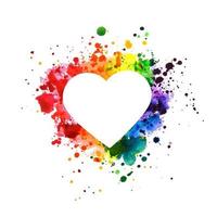 Grunge Aquarell gemaltes Herz. Regenbogenfarben. Liebessymbol. vektor