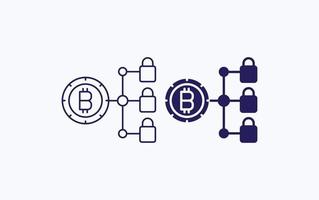 bitcoin blockchain, säkerhet låsa vektor illustration ikon
