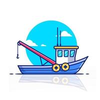 trawlerboot schiff cartoon vektor symbol illustration. Symbolkonzept für den Wassertransport isolierter Premium-Vektor. flacher Cartoon-Stil