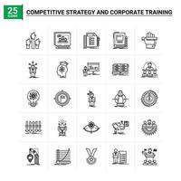 25 Wettbewerbsstrategie und Corporate Training Icon Set Vektorhintergrund vektor