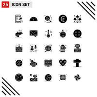 25 kreative Symbole moderne Zeichen und Symbole von Party Feuerwerk Herz Geld Bargeld editierbare Vektordesign-Elemente vektor
