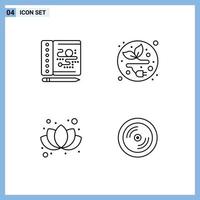 4 universelle Linienzeichen Symbole für kreative CD-Alternative-Energie-Chinesisch-Scheiben-editierbare Vektordesign-Elemente vektor