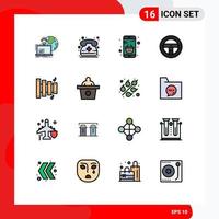 Aktienvektor-Icon-Pack mit 16 Zeilenzeichen und Symbolen für benutzerdefinierte Fahrzeuge, Telefonsteuerung, Geld, editierbare kreative Vektordesign-Elemente vektor