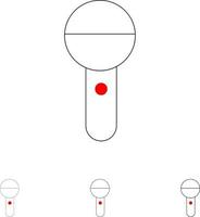 Medienmikrofon Drücken Sie das Symbol für fette und dünne schwarze Linien vektor