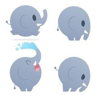 uppsättning av 4 tecknad serie elefanter vektor