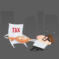 der karikaturgeschäftsmann zieht seine geldrückgabe von der steuerorganisation ab, steuererklärung vektor