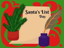 Santa's List Day, Idee für horizontales Poster, Banner, Flyer oder Plakatdesign vektor