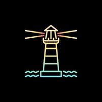 Leuchtturm mit Licht im Meer Vektor bunte Umrisssymbol