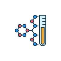 Chemisches Molekül mit farbigem Symbol für das Wissenschaftskonzept des Reagenzglasvektors vektor