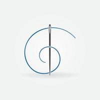 Nähnadel mit blauem Fadenvektorsymbol. Handwerkssymbol vektor