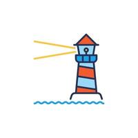 Leuchtturm im Meer Vektorkonzept farbiges Symbol oder Zeichen vektor
