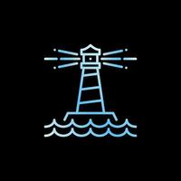 Leuchtturm im Meer Vektorkonzept blaue moderne Liniensymbol vektor