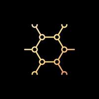 vektor begrepp kemi molekyl strukturera gul översikt ikon