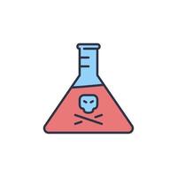 Giftige Chemieflasche mit farbigem Symbol für das Chemiekonzept des Schädelvektors vektor