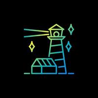Leuchtturm in der Nacht mit Sternen Vektor Konzept bunte Liniensymbol