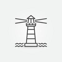Leuchtturm mit Licht im Meer Vektorkonzept dünne Linie Symbol vektor