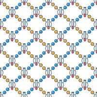 Chemie nahtlos farbiges Vektormuster mit Reagenzglas und chemischen Formelzeichen vektor