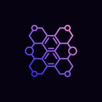 molekyl hexagonal strukturera vektor abstrakt linjär lila ikon