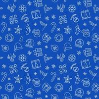 Weihnachten und Winterurlaub Konzept Vektor blaue Linie nahtloses Muster