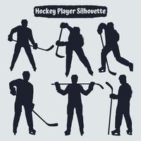 samling av hockeyspelare silhuetter i olika poser vektor