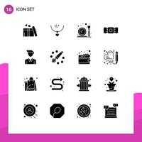 uppsättning av 16 modern ui ikoner symboler tecken för företag hipster bröllop fluga göra upp borsta redigerbar vektor design element