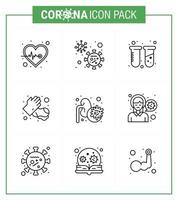 coronavirus 9 linje ikon uppsättning på de tema av korona epidemi innehåller ikoner sådan som epidemi tvättning kemi medicinsk tvål viral coronavirus 2019 nov sjukdom vektor design element