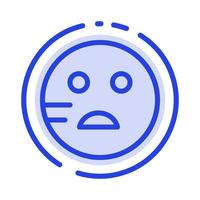 ledsen emojis skola blå prickad linje linje ikon vektor