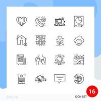 16 universell översikt tecken symboler av egendom Rapportera arbetsstation sida data redigerbar vektor design element