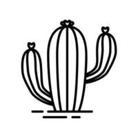 Kaktus-Ikone als heiße Wüstenpflanze mit Dornen und Blüten am Ende vektor