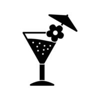 cocktail dryck på glas kopp med blomma och paraply vektor