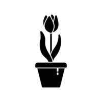 blomma ikon i en vas med blomning liljor vektor