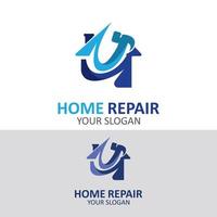 Hem reparera logotyp design vektor med hantlangare service mall