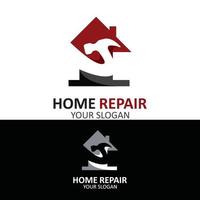 Hem reparera logotyp design vektor med hantlangare service mall