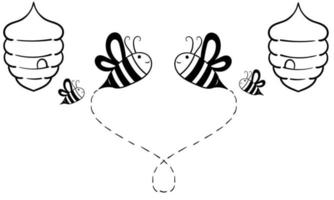 handgezeichnete bienenfamilie mit fröhlichen gesichtern vektor