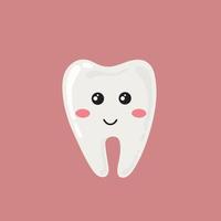 söt illustration av en tand. tecknad serie illustration av en friska tand. vård av tänder. vektor