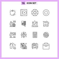 16 universell översikt tecken symboler av användare man juvel användare kraft redigerbar vektor design element