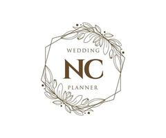 nc initialen brief hochzeitsmonogramm logos sammlung, handgezeichnete moderne minimalistische und florale vorlagen für einladungskarten, save the date, elegante identität für restaurant, boutique, café im vektor