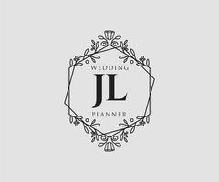 jl initialen brief hochzeitsmonogramm logos sammlung, handgezeichnete moderne minimalistische und florale vorlagen für einladungskarten, save the date, elegante identität für restaurant, boutique, café im vektor