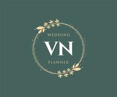 vn initialer brev bröllop monogram logotyper samling, hand dragen modern minimalistisk och blommig mallar för inbjudan kort, spara de datum, elegant identitet för restaurang, boutique, Kafé i vektor