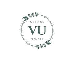 vu initialen brief hochzeitsmonogramm logos sammlung, handgezeichnete moderne minimalistische und florale vorlagen für einladungskarten, save the date, elegante identität für restaurant, boutique, café im vektor