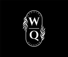 wq initialen brief hochzeitsmonogramm logos sammlung, handgezeichnete moderne minimalistische und florale vorlagen für einladungskarten, save the date, elegante identität für restaurant, boutique, café im vektor