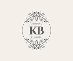 kb initialen brief hochzeitsmonogramm logos sammlung, handgezeichnete moderne minimalistische und florale vorlagen für einladungskarten, save the date, elegante identität für restaurant, boutique, café im vektor