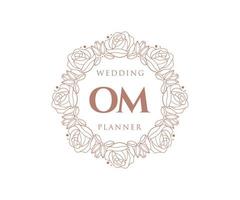 om initialen brief hochzeitsmonogramm logos sammlung, handgezeichnete moderne minimalistische und florale vorlagen für einladungskarten, save the date, elegante identität für restaurant, boutique, café im vektor