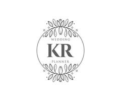 kr initialer brev bröllop monogram logotyper samling, hand dragen modern minimalistisk och blommig mallar för inbjudan kort, spara de datum, elegant identitet för restaurang, boutique, Kafé i vektor