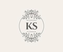 ks initialen brief hochzeitsmonogramm logos sammlung, handgezeichnete moderne minimalistische und florale vorlagen für einladungskarten, save the date, elegante identität für restaurant, boutique, café im vektor