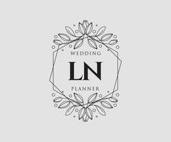 ln Initialen Brief Hochzeit Monogramm Logos Sammlung, handgezeichnete moderne minimalistische und florale Vorlagen für Einladungskarten, Save the Date, elegante Identität für Restaurant, Boutique, Café im Vektor