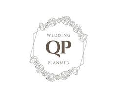 qp initialen brief hochzeitsmonogramm logos sammlung, handgezeichnete moderne minimalistische und florale vorlagen für einladungskarten, save the date, elegante identität für restaurant, boutique, café im vektor