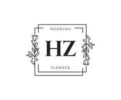 anfängliches feminines hz-logo. verwendbar für Natur-, Salon-, Spa-, Kosmetik- und Schönheitslogos. flaches Vektor-Logo-Design-Vorlagenelement. vektor
