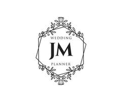 jm initialen brief hochzeitsmonogramm logos sammlung, handgezeichnete moderne minimalistische und florale vorlagen für einladungskarten, save the date, elegante identität für restaurant, boutique, café im vektor